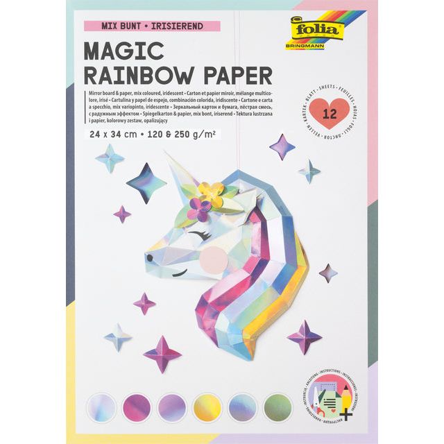 Folia Paper - Regenbogenpapier und Karton Folia 24x34 12vel 6tint | 12 Blätter Packung