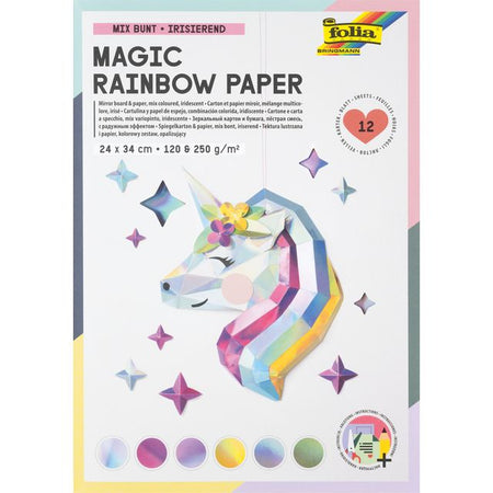Folia Paper - Rainbow paper and cardboard Folia 24x34cm 120gr and 250gr 12 sheets 6 shades