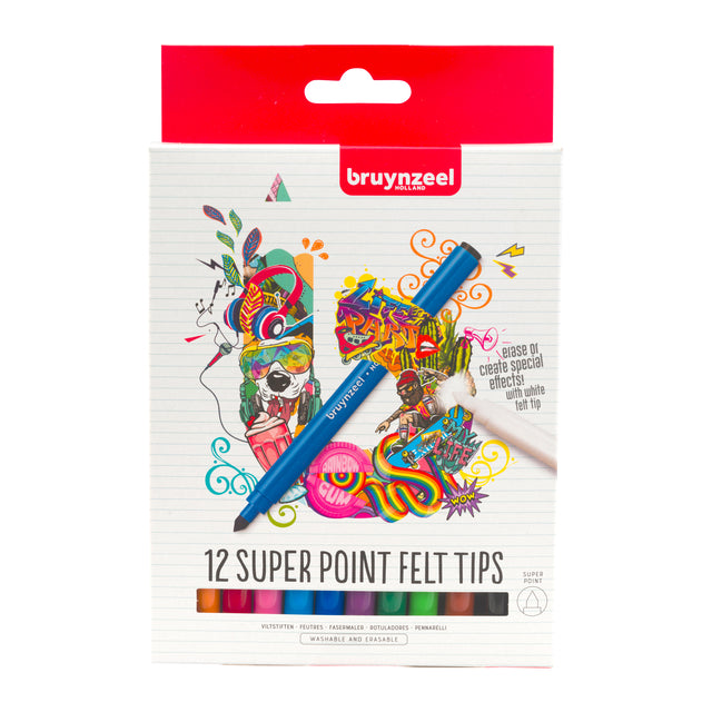 Bruynzeel -  Viltstift  super point set 12 kleuren | 6 stuks