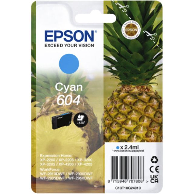 EPSON - Cartouche d'encre EPSON 604 T10G24 Blue | 1 pièce | 10 morceaux