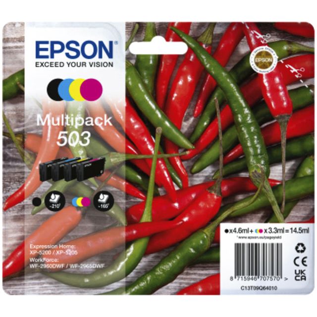 EPSON - Tintenpatrone Epson 503 T09Q64 Schwarz + 3 Farben | Multipack ein 4 -Stück