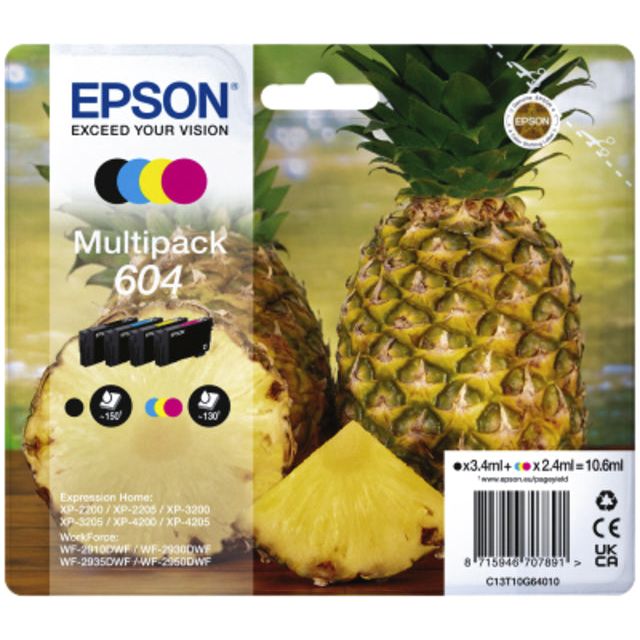 Epson - Inkcartridge Epson 604 T10G46 Schwarz + 3 Farben | Multipack ein 4 -Stück