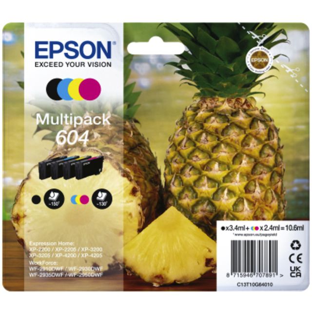 Epson - Cartouche d'encre 604 T10G46 noire + 3 couleurs