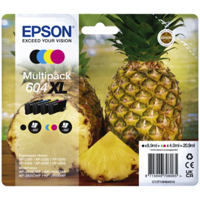 EPSON - Inkcartridge EPSON 604XL T10H64 Black + 3 couleurs | 8 pièces