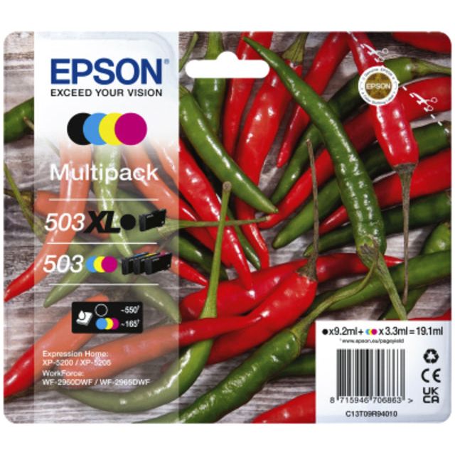 EPSON - Cartouche d'encre EPSON 503XL / 503 T09R94 SW + 3 Couleurs | Multipack un 4 pièces