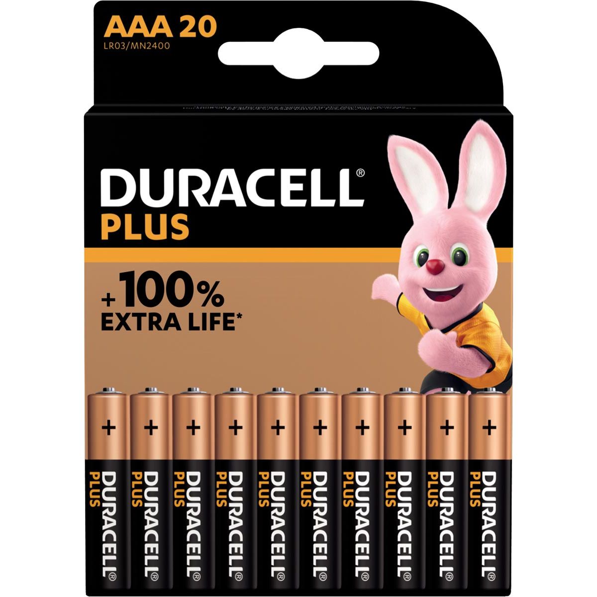 Duracell - Batterie plus 100% AAA, Blasen von 20 Teilen