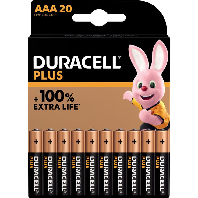 Duracell - Batterie plus 100% AAA, Blasen von 20 Teilen