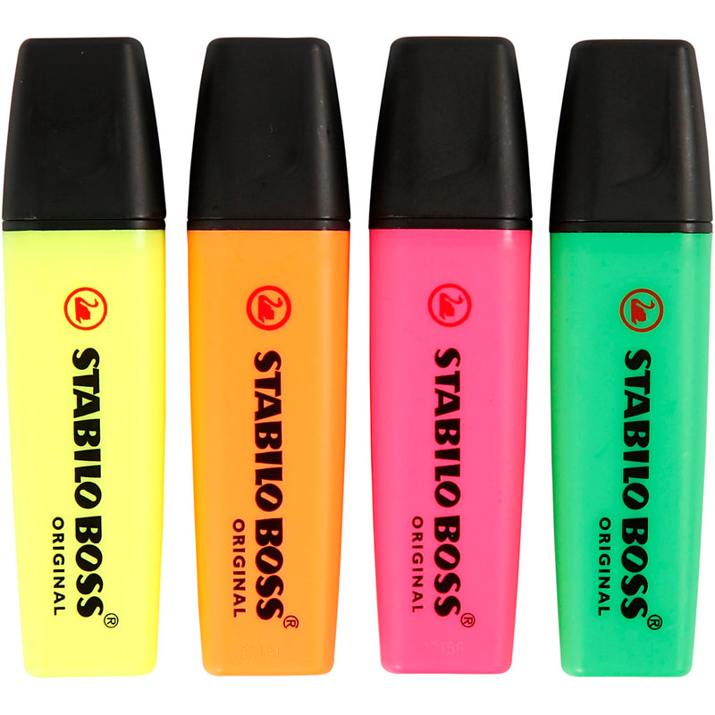 STABILO BOSS ORIGINAL, markeerstift, etui met 4 kleuren