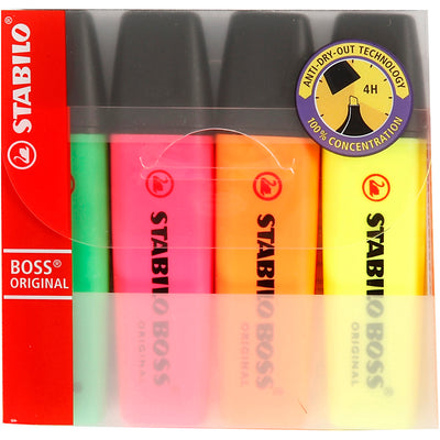 STABILO BOSS ORIGINAL, markeerstift, etui met 4 kleuren