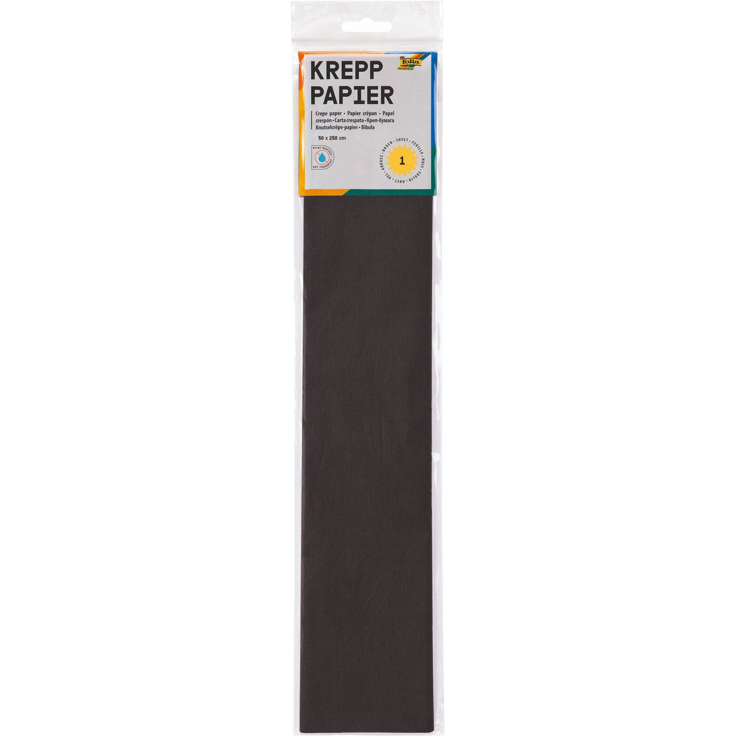 Folia Paper - Carta crespa Folia 250x50cm nr199 nero | 10 pezzi