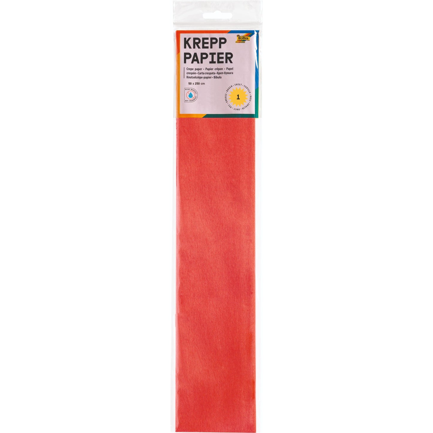 Folia Paper -  Crepepapier folia 50x250cm 10vel 134 vuurrood
