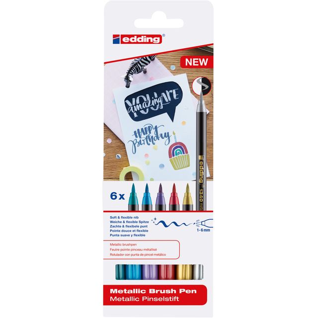 Edding - Brushpen 1340 metallic assorted set of 6 pieces