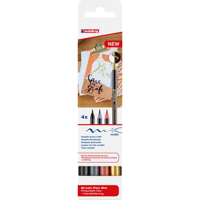 Edding - Brushpen 1340 lettering set assorted set of 4 pieces