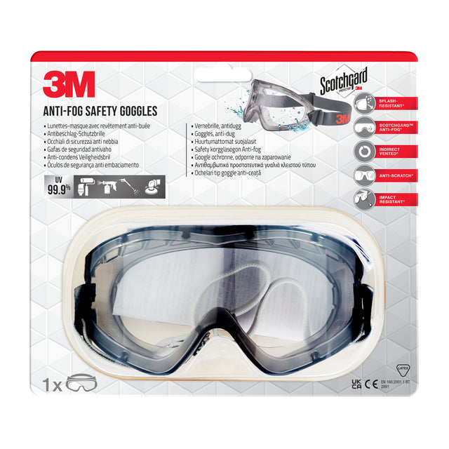 3M - Gogles de sécurité anti-brouillard 2891 Évent indirect 1 HP | 1 pièce