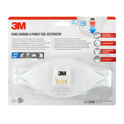 3M -  Stofmasker  aura 9322 ffp2 ventiel 2st | 6 stuks