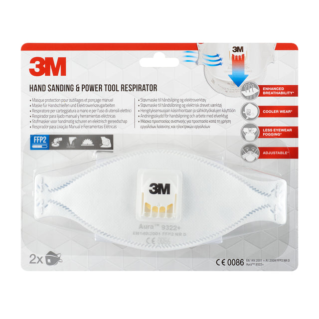 3M - Stofmasker  aura 9322 ffp2 ventiel 2st | 6 stuks