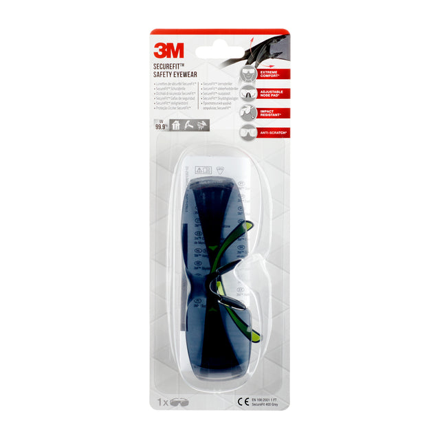 3M - SecureFit 400 SAFETYBR GRY TINDED SF400G | 1 pièce