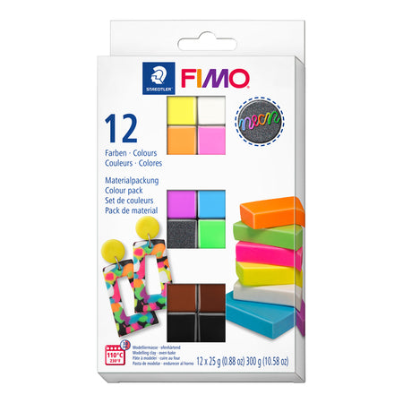 Fimo Staedtler - Pack de couleurs argile fimo effet 12 couleur fluo
