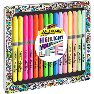 BIC -  Markeerstift  highlight your life in blik ass | 10 stuks