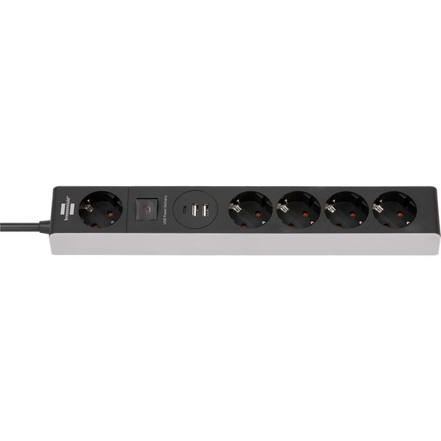 Brennerstuhl - Multiprise 5x 1+2 USB C Power Delivery 1,5 mètres gris/noir