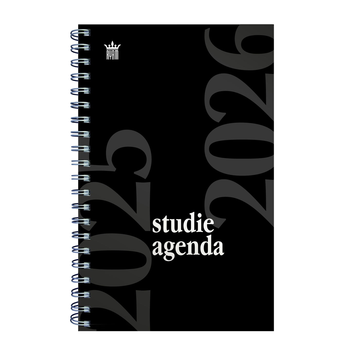 Ryam - Agenda scolastica 2025-2026 Studio 7 giorni/2 pagine spirale nera