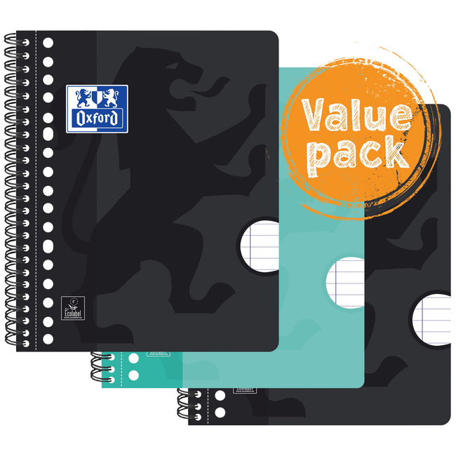 Oxford - College block School A5+ line 17-hole 160 pages 80gr value pack assorted 3 pieces