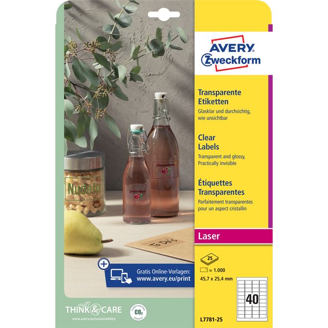 Avery Zweckform -  Etiket avery l7781-25 45.7x25.4 transparant 1000st