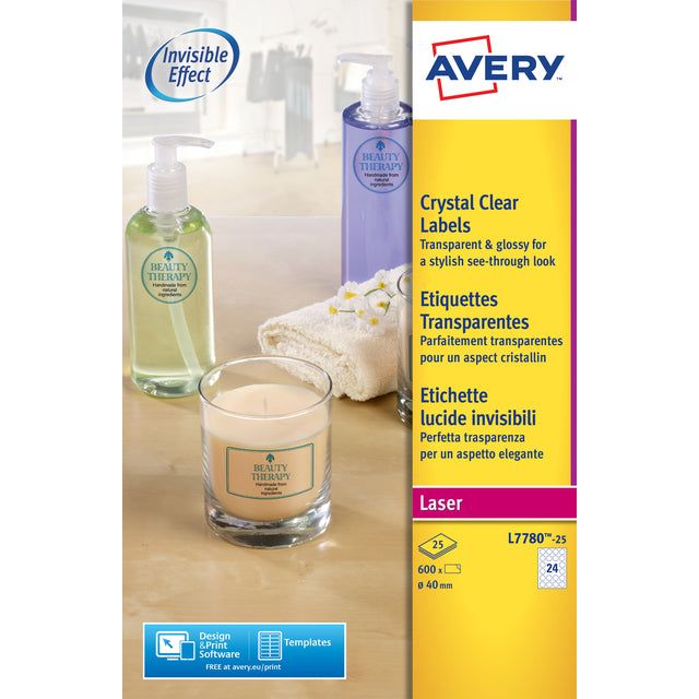 Avery - Label Avery L7780-25 environ 40 mm transparent 600st