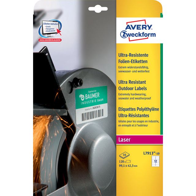 Avery Zweckform - ultra resistente etiketten voor buiten ft 99,1 x 42,3 mm (b x h), doos van 120 etiketten