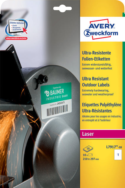 Avery - Étiquettes ultra résistantes pour l'extérieur FT 210 x 297 mm (B x H), 10 étiquettes