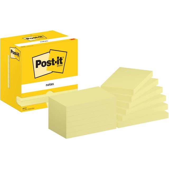 Post-it-MemoBlok 3m Post-It 655 76x127mm Gelb | Box ein 12 Stück