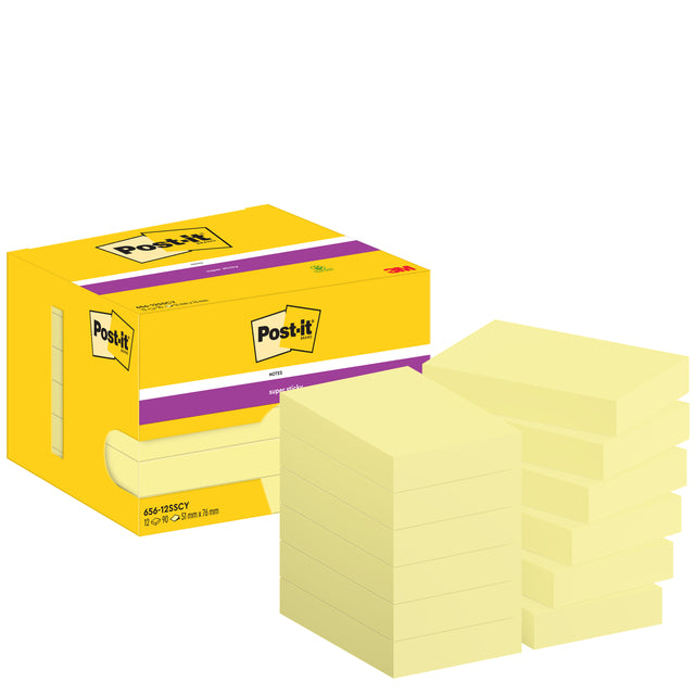 Post-it-MemoBlok 3M Post-It 656-sy 47,6x76mm Gelb | Box ein 12 Stück