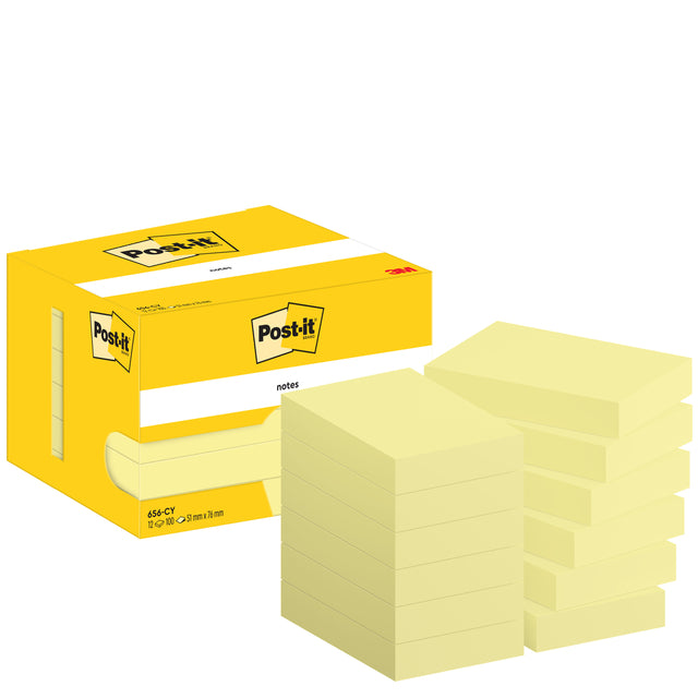 Post-it-memoklok 3m Post-it 656 51x76mm jaune | Box a 12 pièces