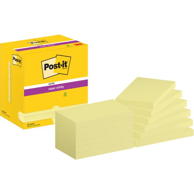 Post-it-Memolok 3M Post-It 655-Sy 76x127mm SS Geel | Box a 12 pièces