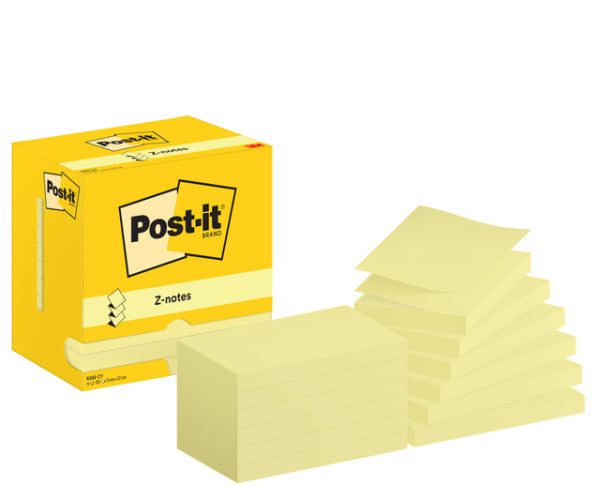 Post-it - Bloc-notes Z-Note R350 76x127mm jaune 12 pièces
