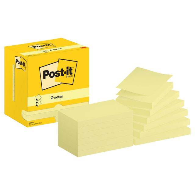 Post-it-memoklok 3m post-it z-note r350 jaune | Box A 12 pièces | 12 pièces