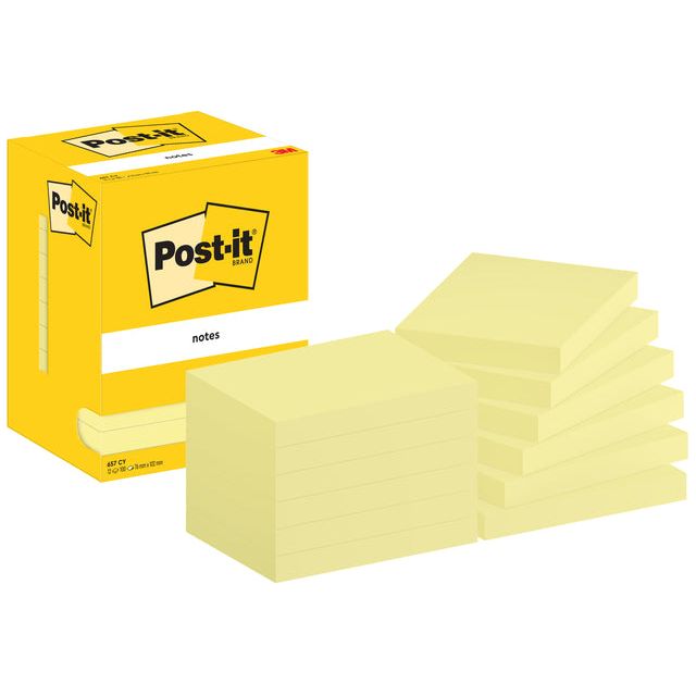 Post-it-post-it-Notizen, 100 Blätter, Ft 76 x 102 mm, Gelb, Packung mit 12 Blöcken