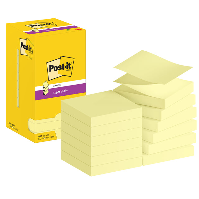 Post-it-memoklok 3m post-it z-note s330 jaune collant | Box a 12 pièces