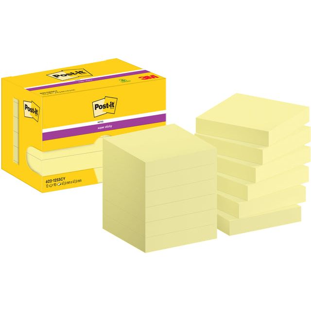 Post-it-Memolok 3M Post-It 622 47.6x47.6mm SS Geel | Box a 12 pièces