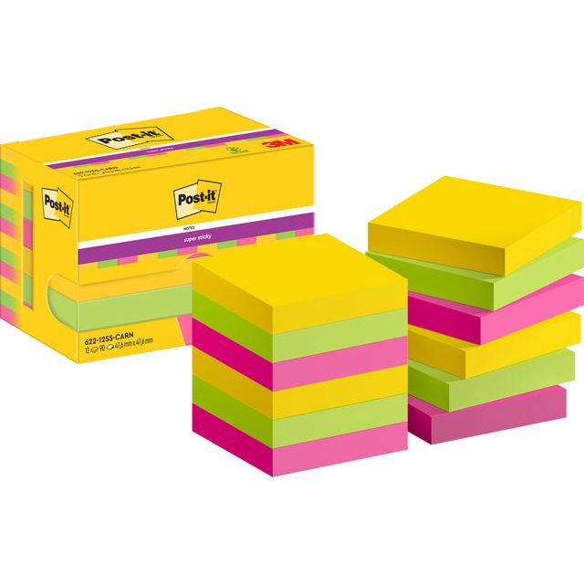 Post-it-MemoBlok 3M Post-It 622 Supers 47.6x47.6 Karneval | Box ein 12 Stück