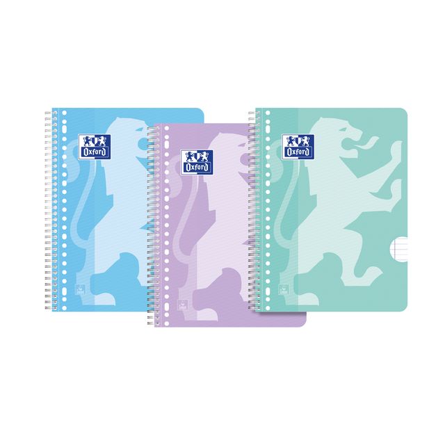 Oxford - Lecture block School A4+ line 23-hole 160 pages 80gr pastel assorted 3 pieces