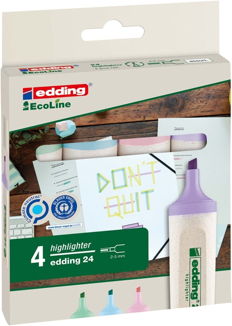 Edding Ecoline - Markierungsmarker Edding 24 Eco 2-5mm Pastell Assorti | Setzen Sie ein 4 -Stück