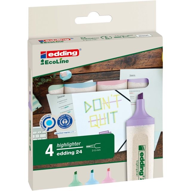 Edding EcoLine -  Markeerstift edding 24 eco 2-5mm pastel assorti | 6 stuks