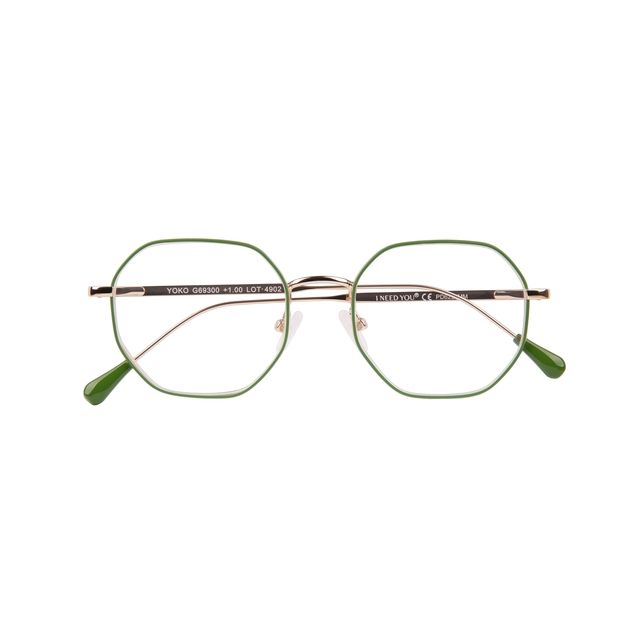 I Need You -  Leesbril  +2.00dpt yoko groen-goud