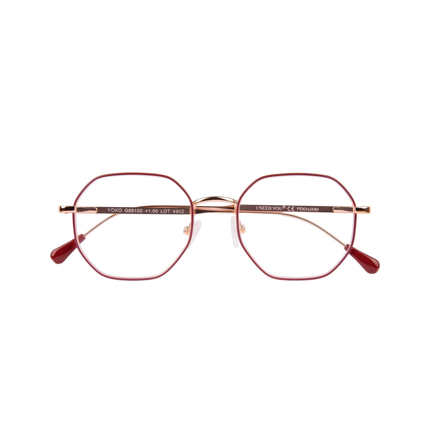 I Need You -  Leesbril +3.00 dpt Yoko rood-koper