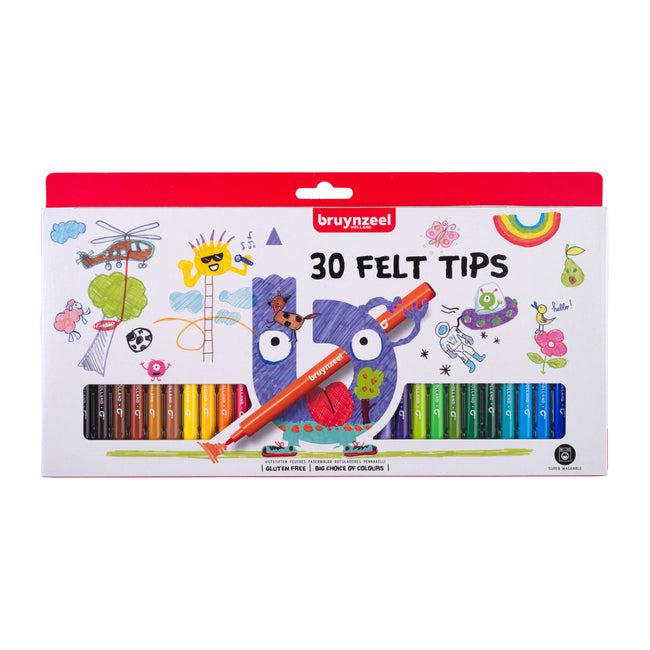 Bruynzeel - Pennarello per bambini Set da 30 colori | 6 pezzi