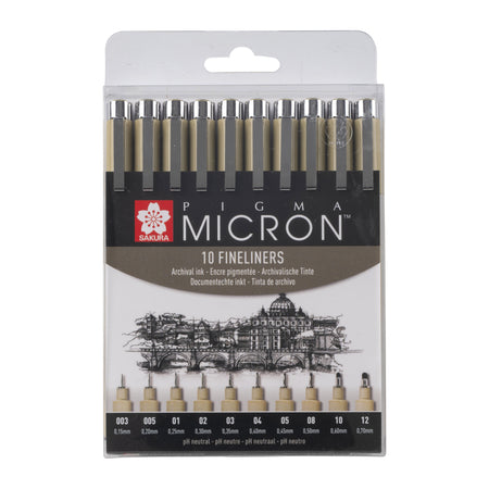 Sakura - Fineliner Pigma Micron set da 10 larghezze di scrittura nero