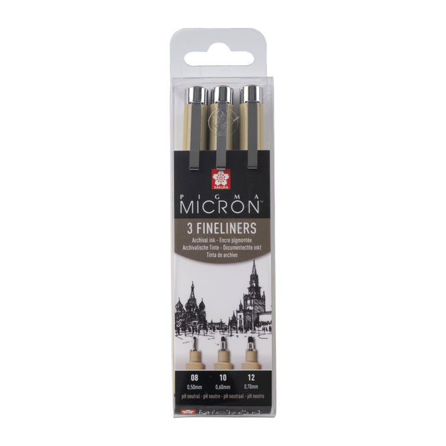 Sakura -  pigma micron etui 3 fineliners zwart | 6 stuks