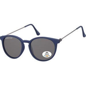 Montana - Sunglasses with smoke polarized round glass and metal temples blue