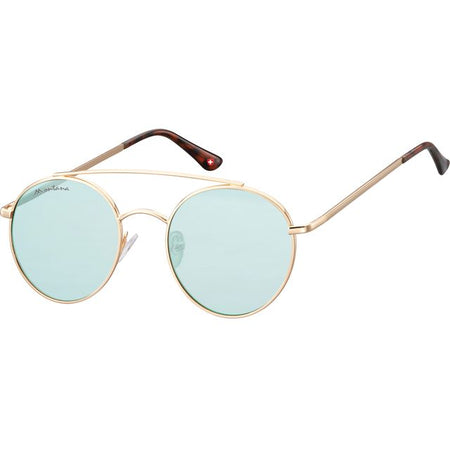 Montana - Sunglasses with light green glass and gold metal temples
